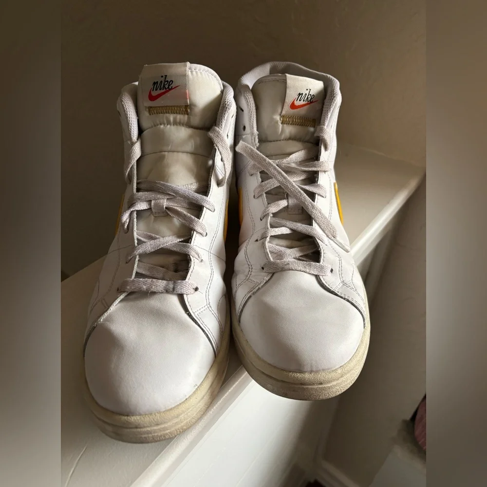 Nike Court Royale 2 Mid Sneakers 50th Anniversary White Yellow Swoosh Men’s 12